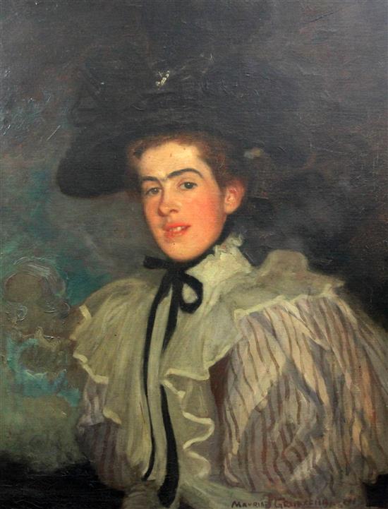 Maurice William Greiffenhagen (1862-1931) Portrait of Miss Somers, 32 x 27in.